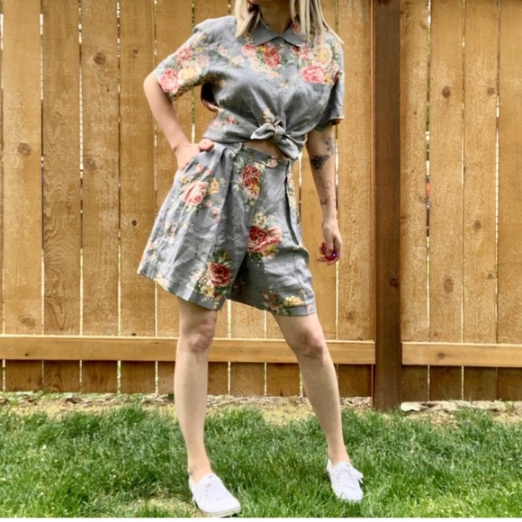 Vintage Retro Ralph Lauren Floral Top and Shorts Set - Picture 10 of 10